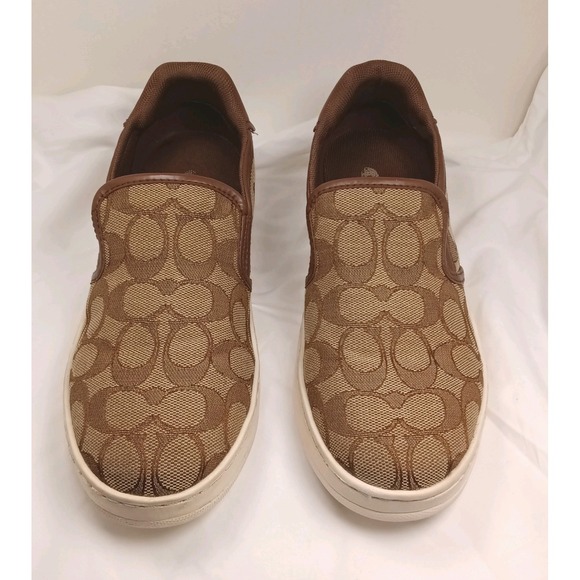 Coach Shoes - Coach Women Westlyn Slip On Sneakers Signature Canvas Brown Leather Size 6 M